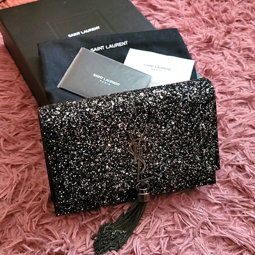 Black glitter YSL handbag